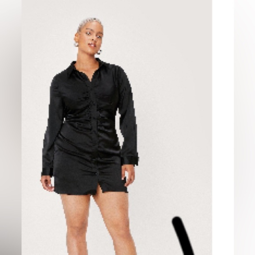 NastyGal satin dress w/ front ruching.